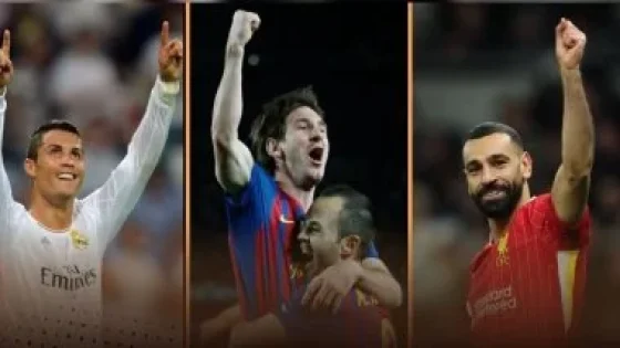 في الكورة : محمد صلاح يزاحم ميسي ورونالدو فى قائمة أعظم 100 لاعب بالتاريخ