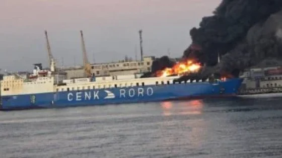 في الكورة : رويترز: اشتعال النيران فى سفينة مدنية بعد هجوم روسى على أوديسا